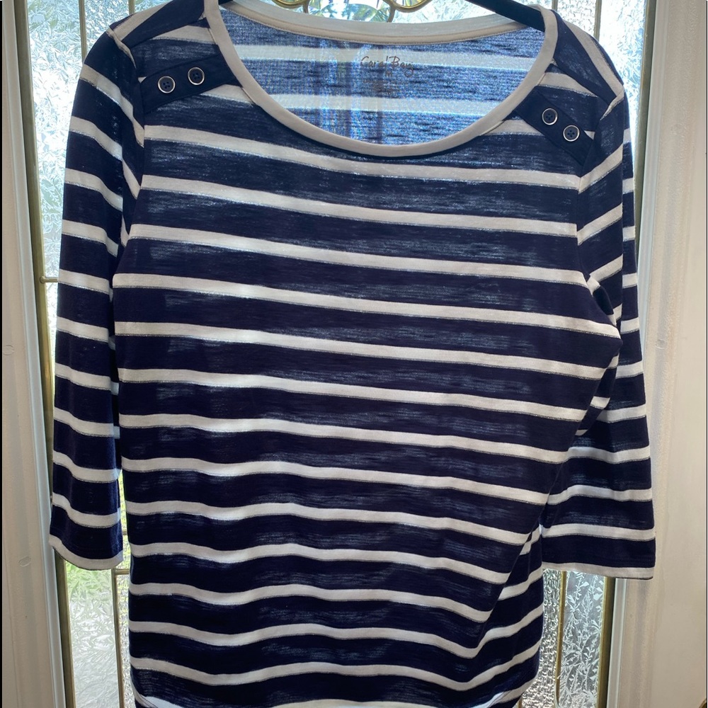 Coral Bay Nautical Navy and White Shirt. Size Medium